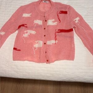 Zara Pink and Red Women's Cardigan